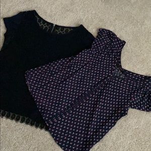 Beautiful Navy Lace and Pattern Tops